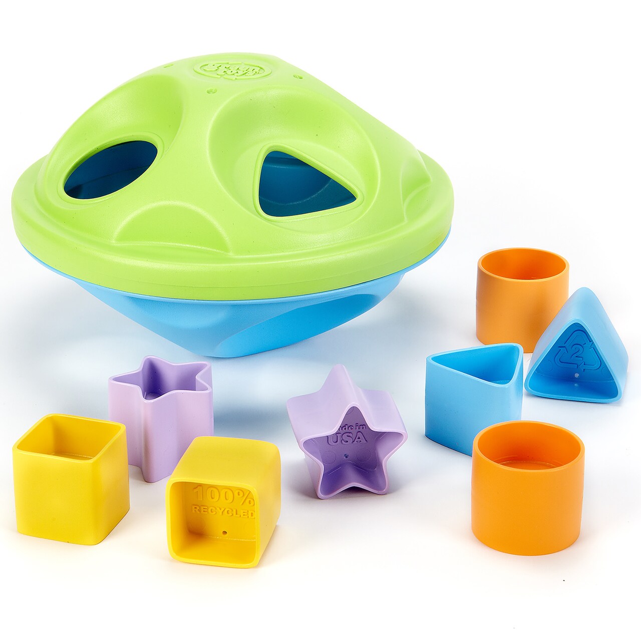 Green Toys: My First Shape Shorter - Blue & Green - 8 Piece Color & Shape Identification, Stack & Sort, Educational Toy, Kids-Toddlers-Baby Ages 6mo+